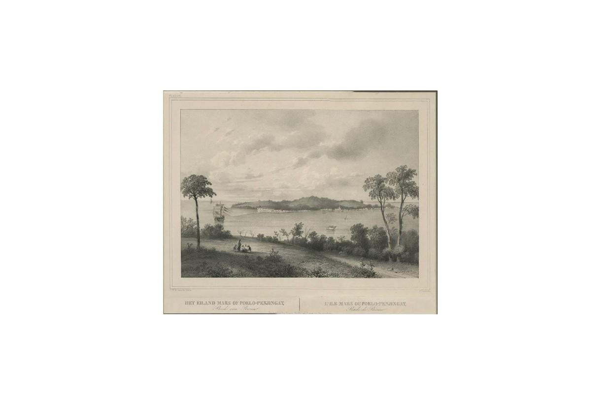 19th Century Antique Print of the Roadstead of Riau 'Indonesia' by C.W.M. van de Velde, 1844 For Sale