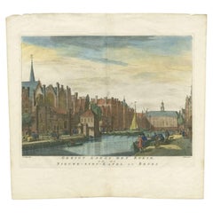 Antique Print of the Rokin Canal in Amsterdam, The Netherlands, c.1765