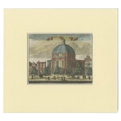 Antique Print of the 'Ronde Lutherse Kerk' in Amsterdam, c.1760