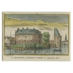 Antiker antiker Druck des „Rondeel“ und „Doelentoren“ in Amsterdam von Rademaker, um 1730