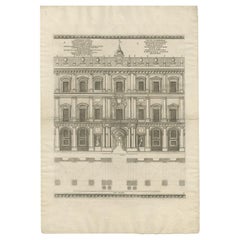 Grabado antiguo del Palacio Real de Nápoles en Italia, c.1760