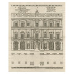 Antique Print of the Royal Palace of Naples in Italy, c.1760