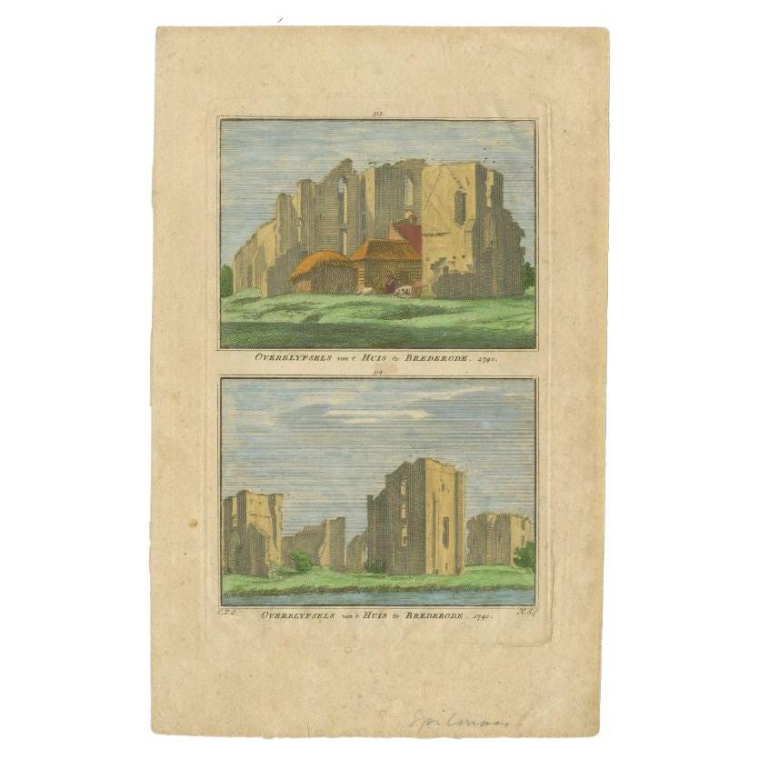 Antique Print of the Ruin of Brederode by Spilman, c.1792
