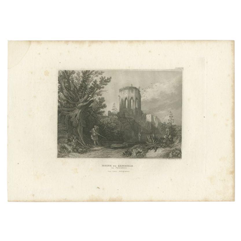 Antique Print of the Ruin of Samaria by Meyer, 1837