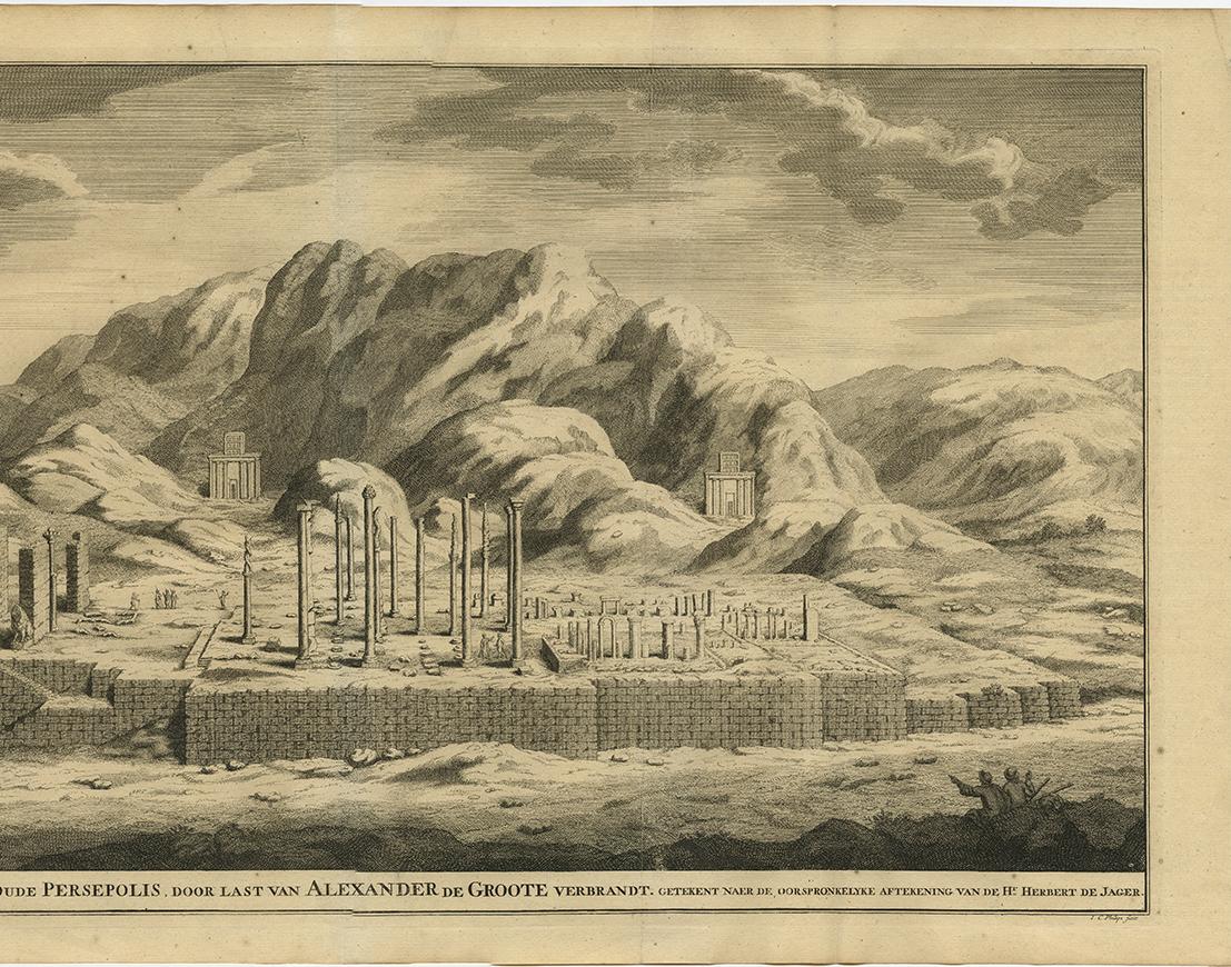 18th Century Antique Print of the Ruin of the Palace of Darius, Persepolis, Iran, ca.1725
