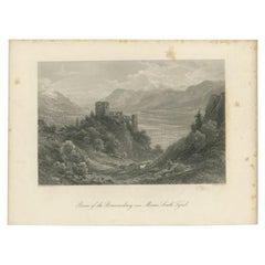 Antique Print of the Ruins of Brunnenburg South Tyrol, in Northern Italy, c.1876