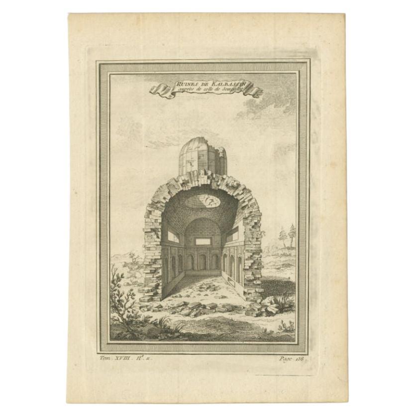 Antiker Druck der Ruinen von Kalbassin in Sibirien, 1768