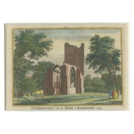 Antique Print of the Ruins of the Church of Bakendorp by Spilman, c.1750 For Sale