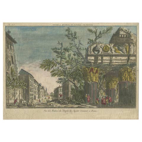Antique Print of the Ruins of the Temple of Jupiter Tonans by Berthault 'c.1770'