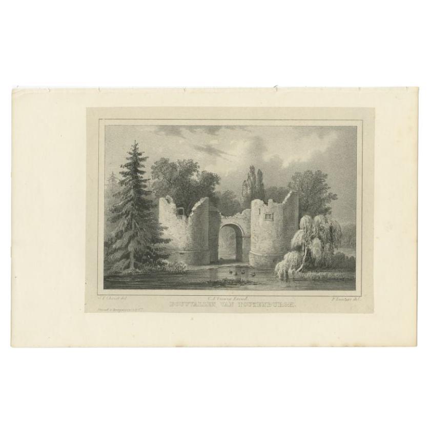 Antique Print of the Ruins of Toutenburg Castle by Van der Aa, 1846 For Sale