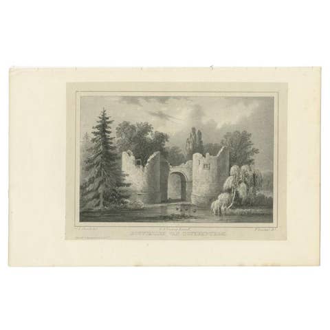 Antique Print of the Ruins of Toutenburg Castle by Van der Aa, 1846
