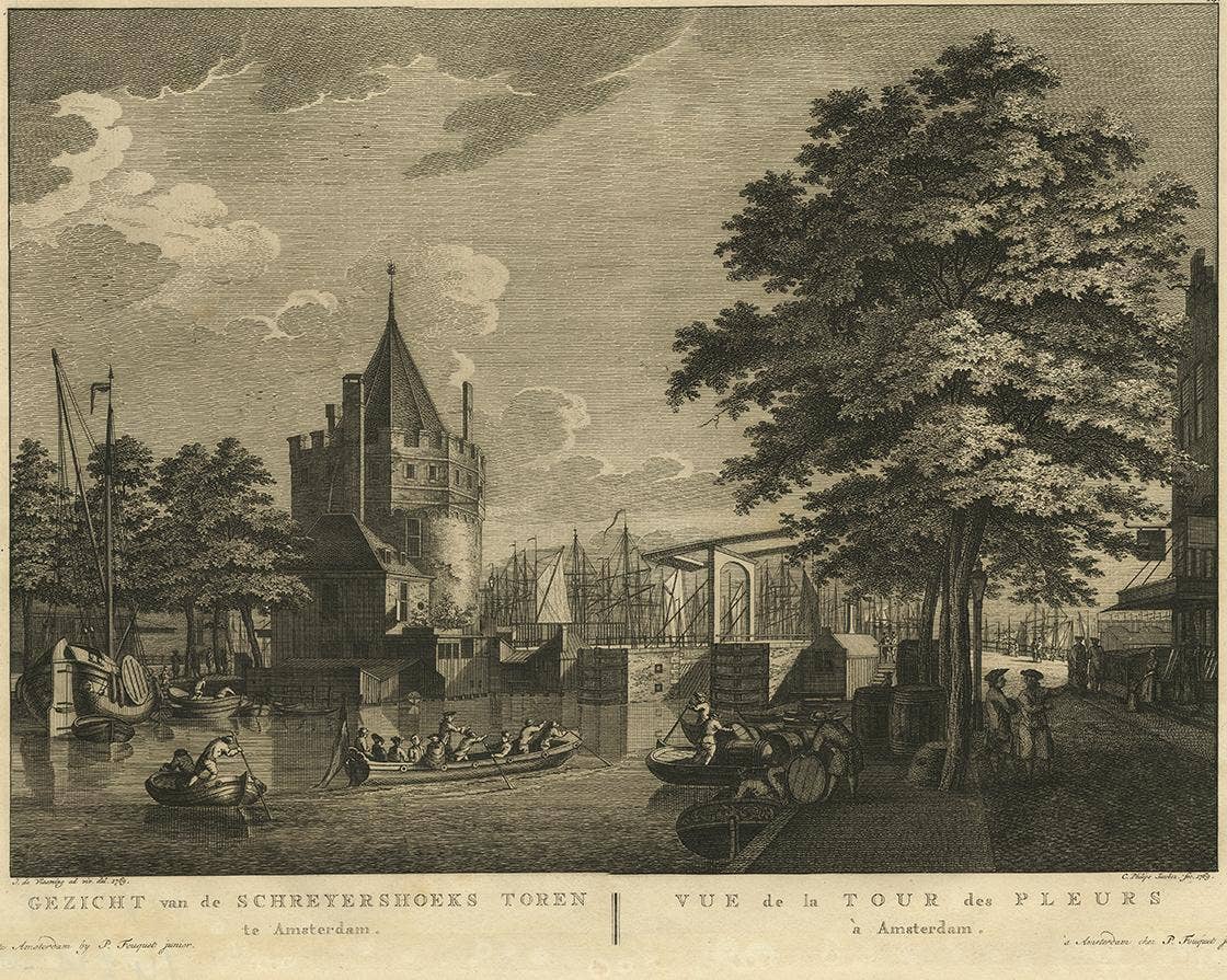 Antique Print of the 'Schreyershoeks' Tower in Amsterdam by C. Philips Jacobsz