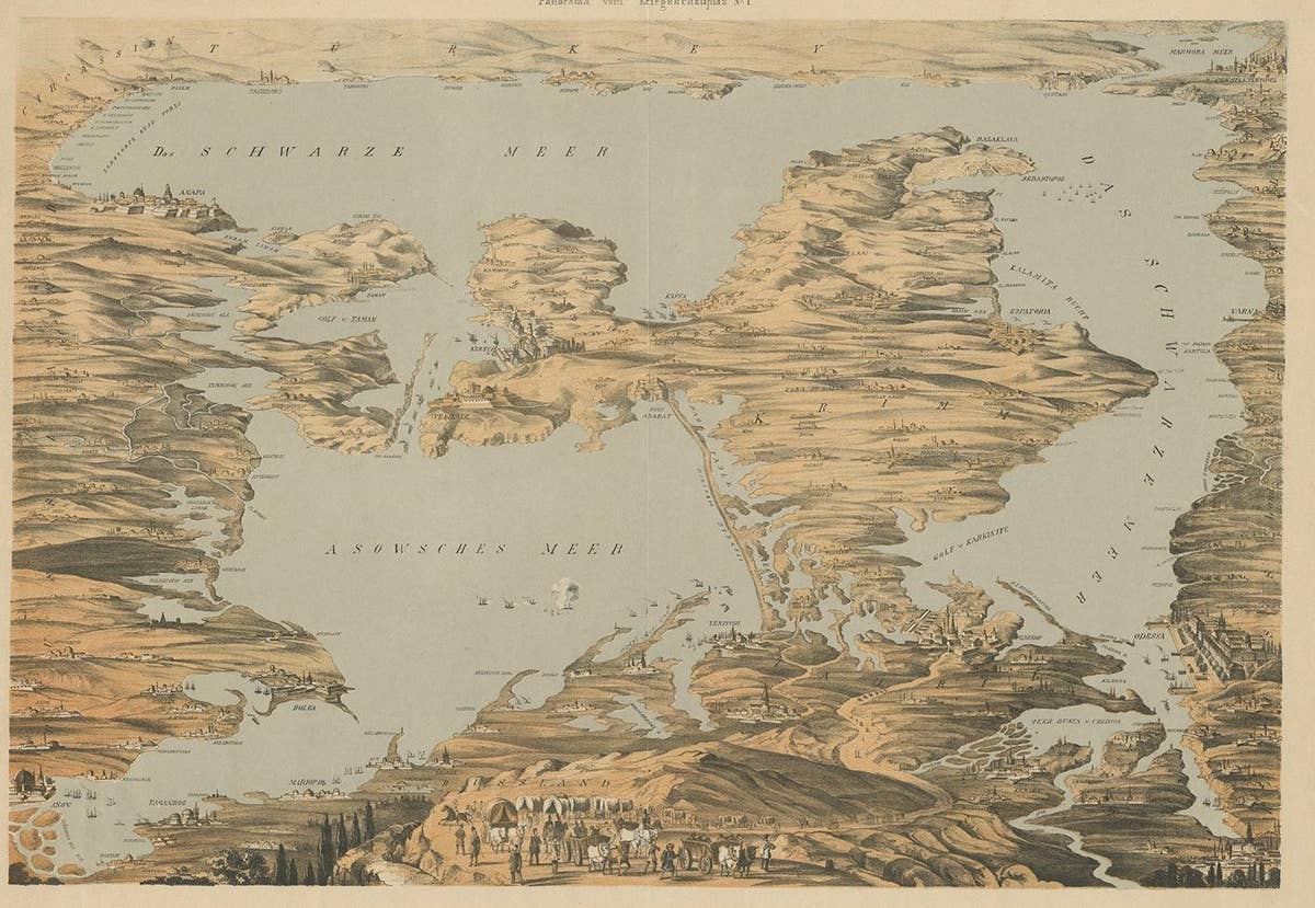 Antique Print of the Sea of Azov and the Crimean peninsula by Veith, circa 1855