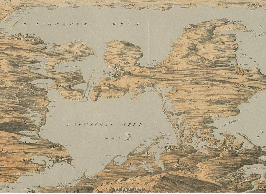 Antique Print of the Sea of Azov and the Crimean peninsula by Veith, circa 1855