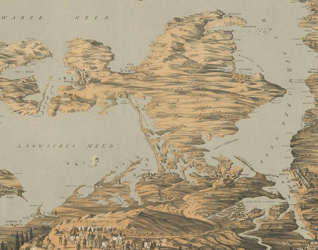 Antique Print of the Sea of Azov and the Crimean peninsula by Veith, circa 1855