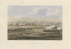 Stampa antica del secondo assedio di Saragozza, 1860 circa