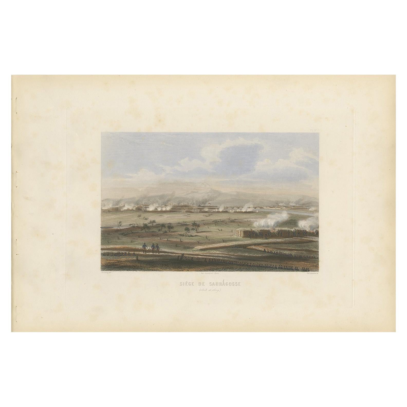 Antique Print of the Second Siege of Zaragoza, circa 1860 For Sale