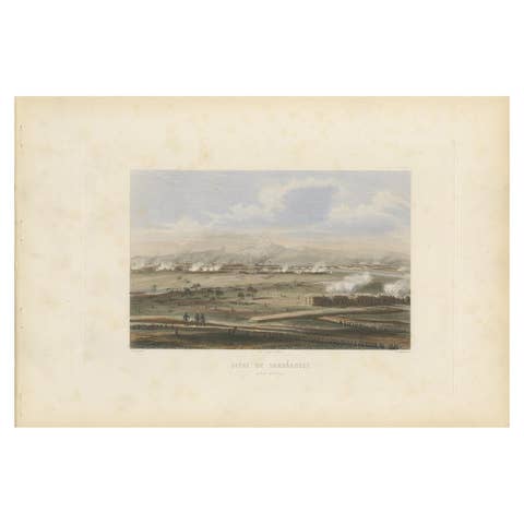 Antique Print of the Second Siege of Zaragoza, circa 1860