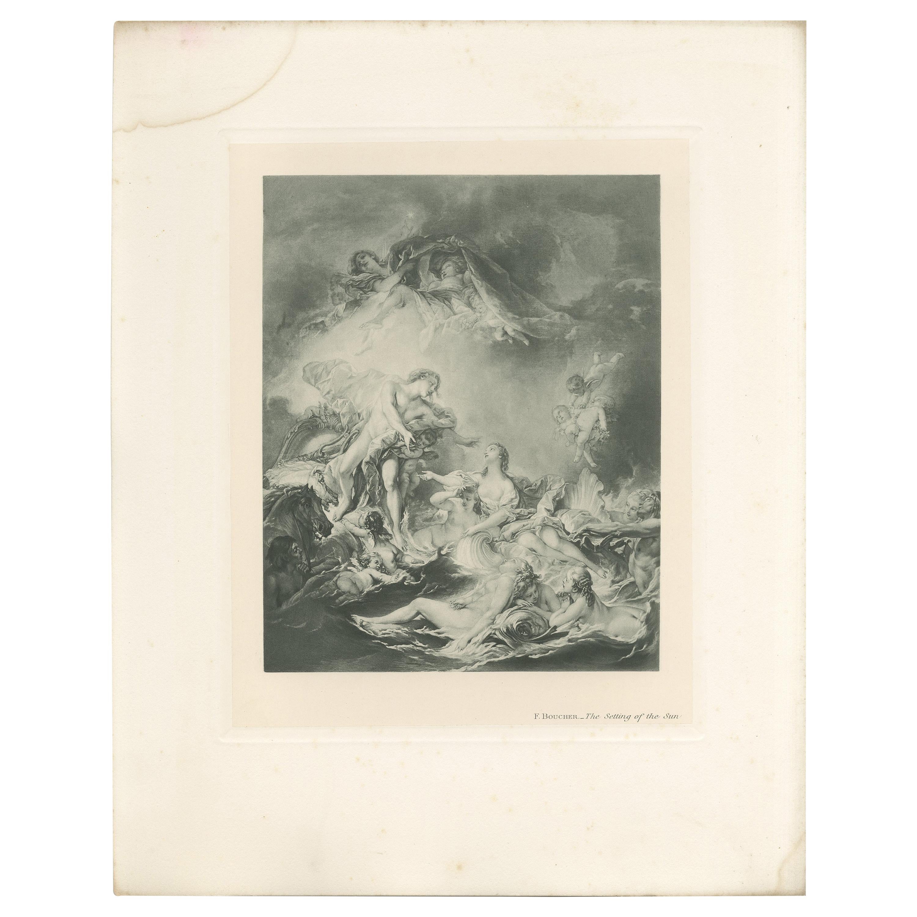 Antique Print of 'The Setting of the Sun' Made after F. Boucher '1902' For Sale
