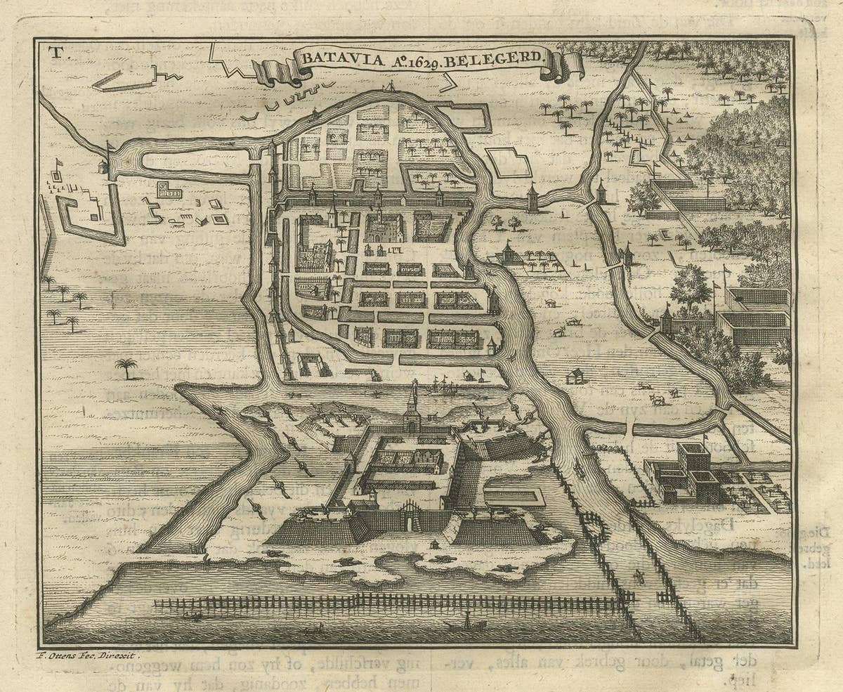 Antique Print of the Siege of Batavia by Valentijn, '1726'