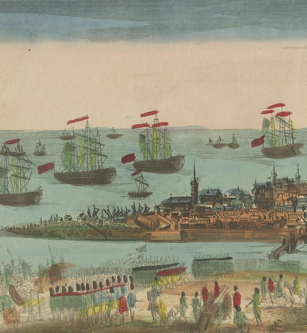 Stampa antica dell'Assedio di Nizza di Chereau, 