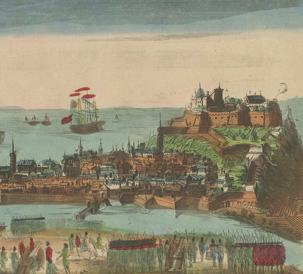 XVIIIe siècle Impression ancienne de la Siege de Nice par Chereau, vers 1790 en vente
