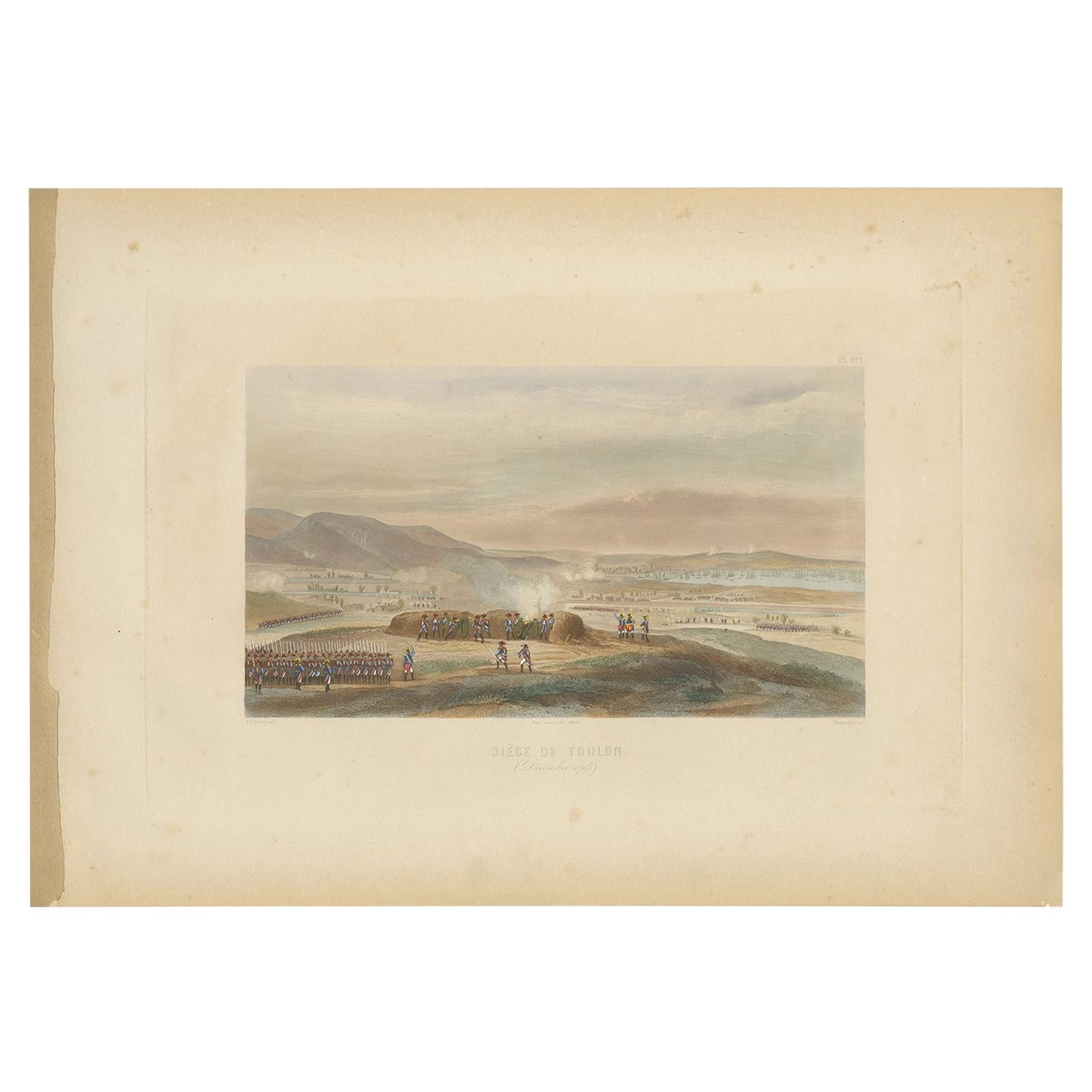 Impression ancienne de la Siege de Toulon (circa 1860) en vente