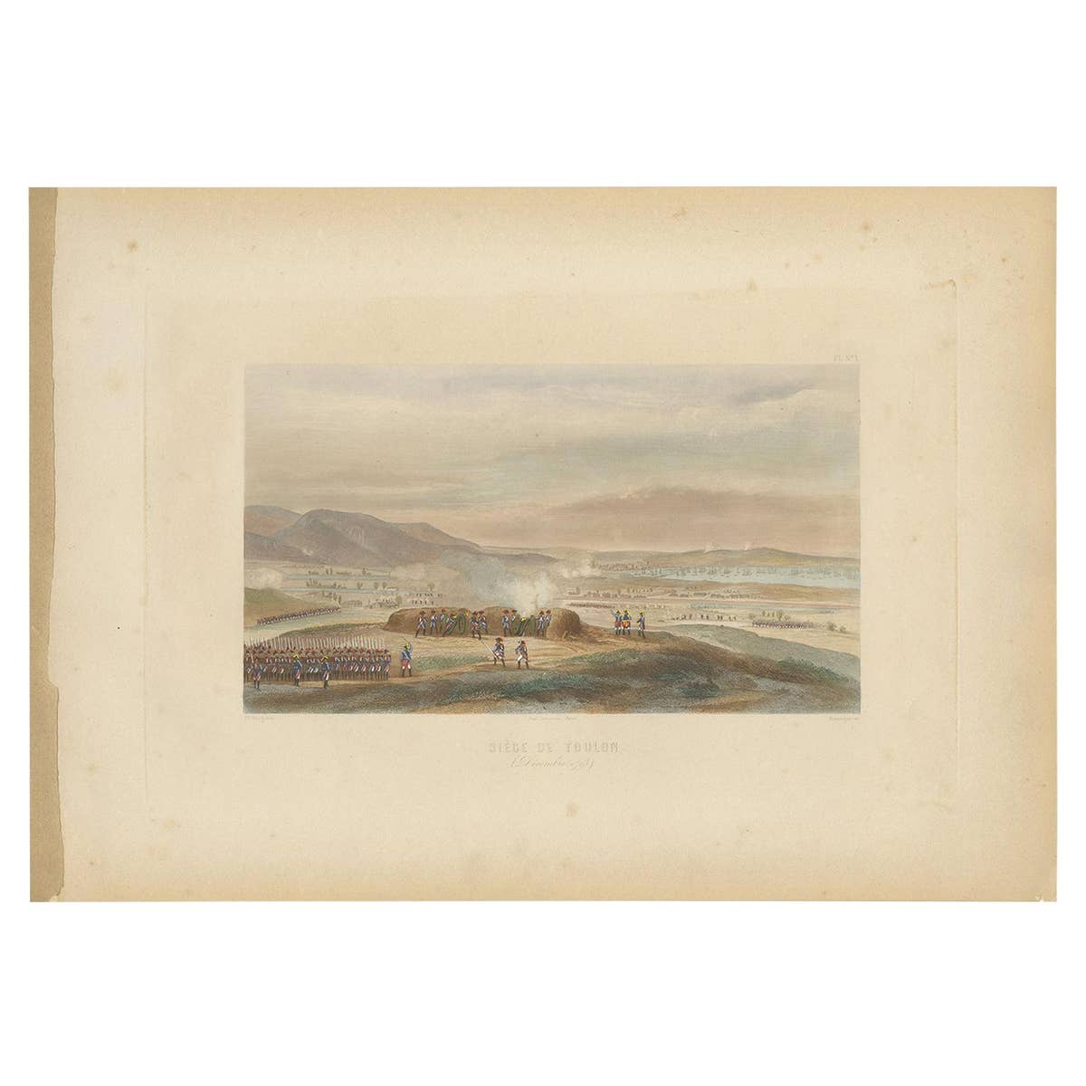 Antique Print of the Siege of Toulon 'circa 1860'