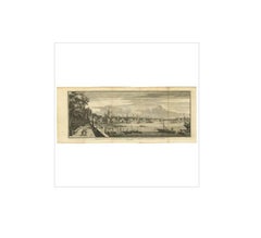 Antique Print of the Somerset House Overlooking the Thames River, London.