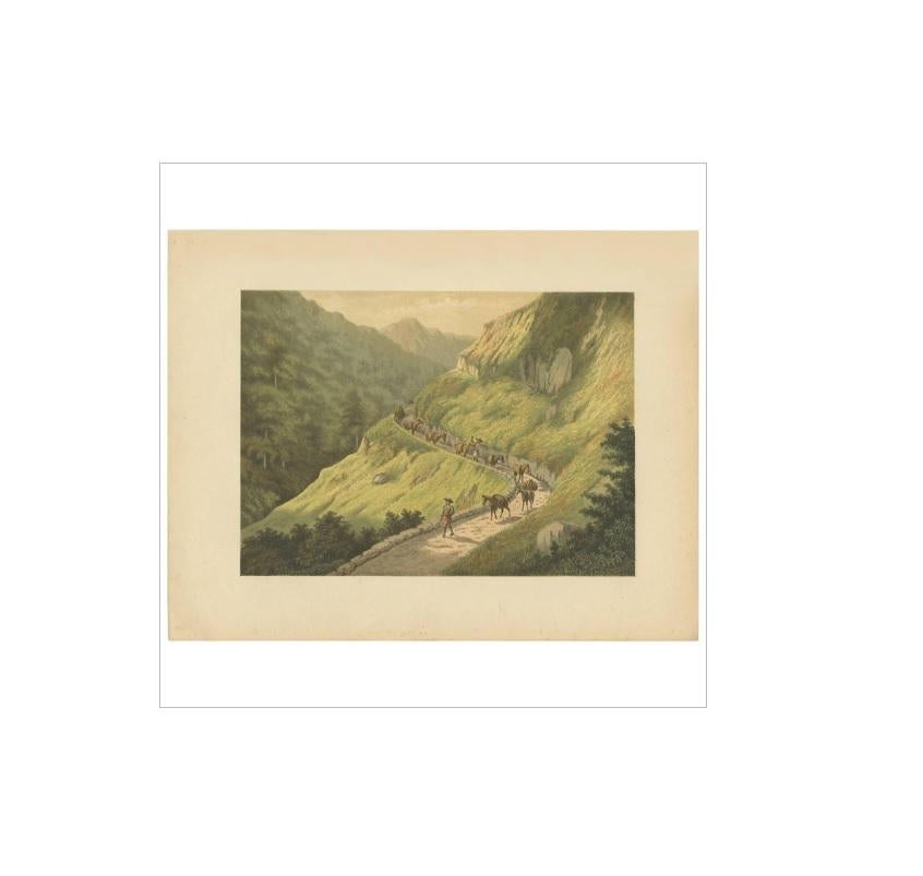 Antique print of a journey through the Southern Mountains on Java, Indonesia. This print originates from 'Het Kamerlid van Berkestein in Nederlandsch-Indie.', (translation: van Berkestein, member of the Dutch Parliament in the Dutch East-Indies.) by