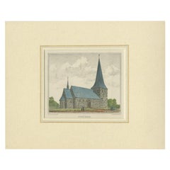 Antiker Druck der Sørup Kirke in Dänemark, 1864
