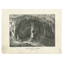 Antiker Druck der Höhle des Heiligen Michael in Gibraltar von Brodtmann, um 1836