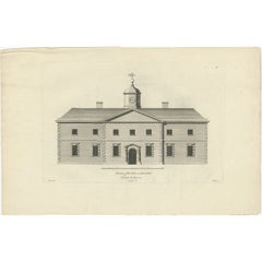 Antique Print of the Stables of Lathom House in Lancashire, England, c.1770