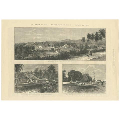 Antique Print of the Straits of Sunda 'Java, Indonesia' Published 1883