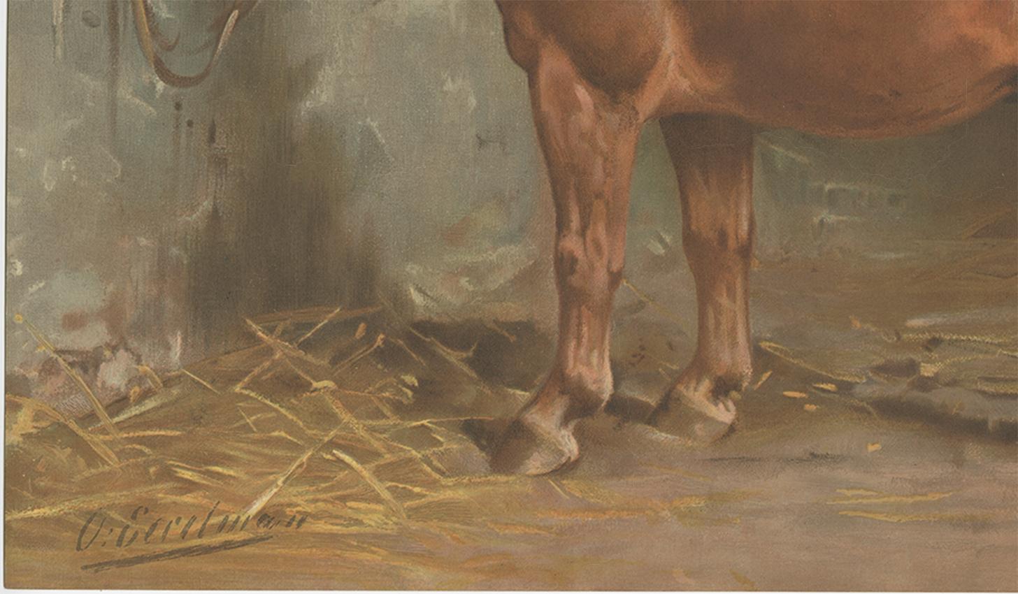 Grabado antiguo del caballo Suffolk por O. Eerelman, 1898 siglo XIX en venta