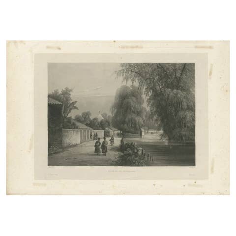 Antique Print of the Surabaya River, Java Island, in Indonesia, 1835
