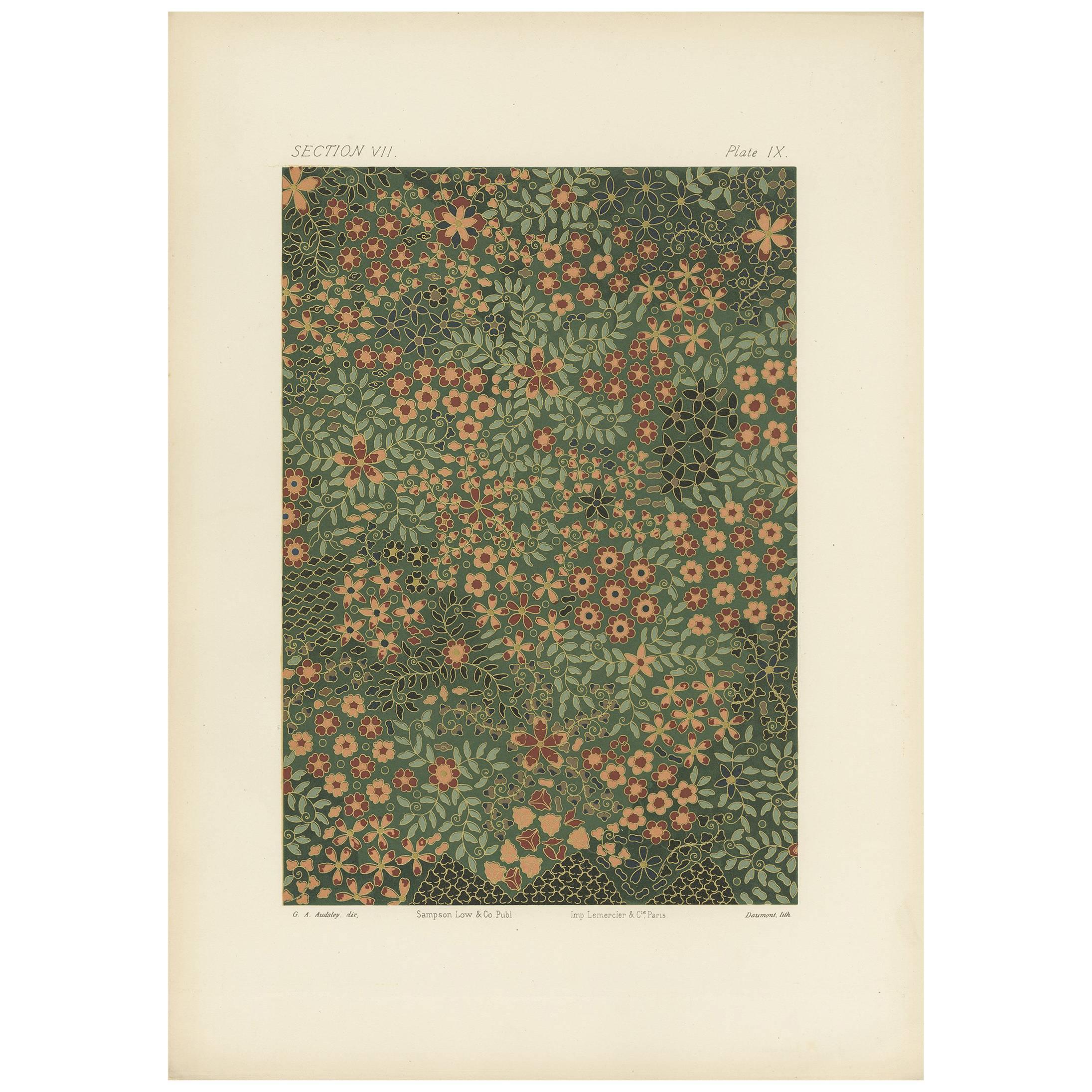 Impression ancienne de la surface d'une jarre japonaise par G. Audsley, 1884