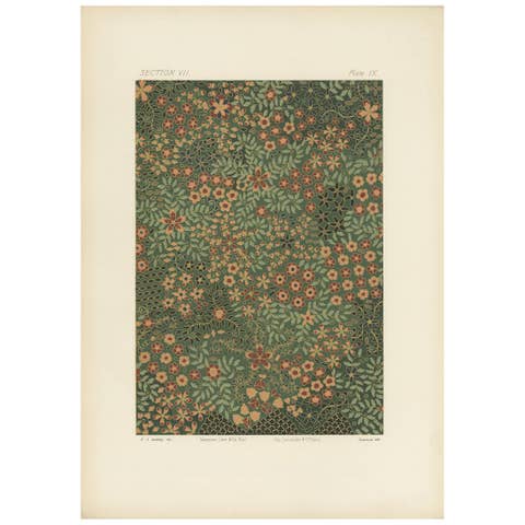 Antique Chromolithograph of Japanese Cloisonné Enamel – Floral Jar Surface, 1882