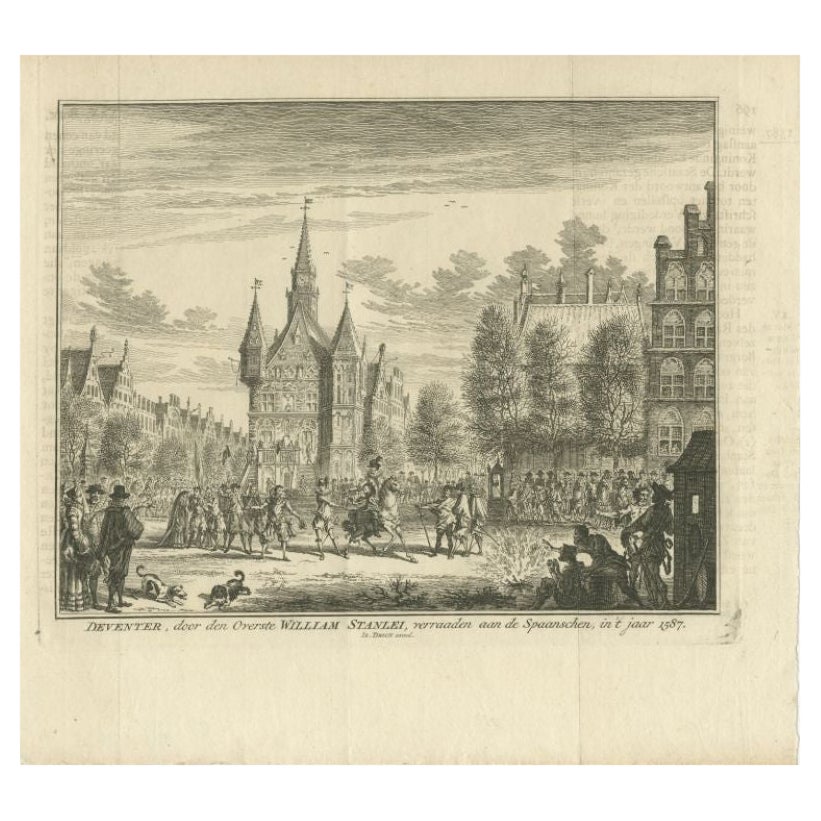 Impression ancienne de la capitulation de Deventer, Pays-Bas, vers 1760