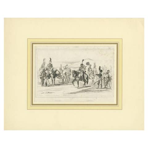Antique Print of the Swedish Cavalry, c.1870