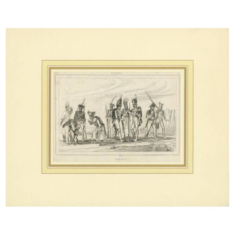 Antique Print of the Swedish Infantry, C.1870