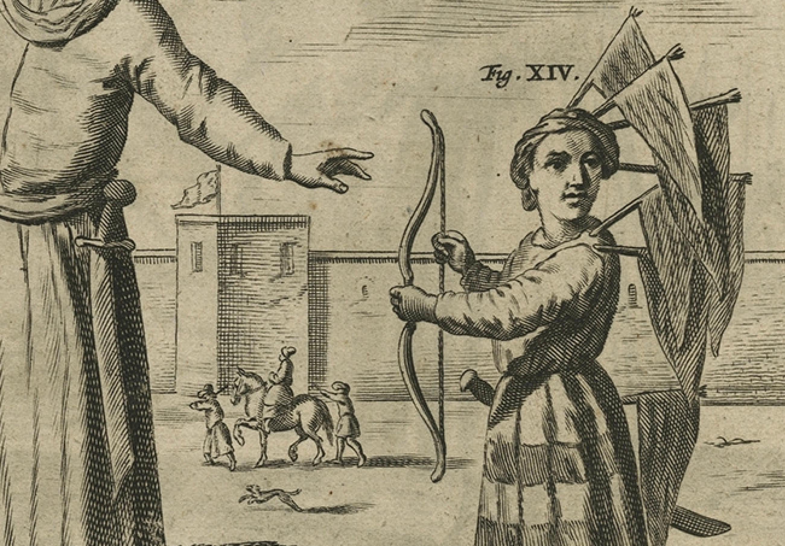 Antique Print of the Tangut People in China by Athanasius Kircher, c.1660 In Fair Condition For Sale In Langweer, NL