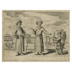 Antique Print of the Tangut People in China by Athanasius Kircher, c.1660