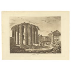 Gravure ancienne du Temple de Vesta par Abbot:: 1820