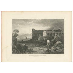 Antique Print of the Temples of Paestum by Brandard, circa 1850