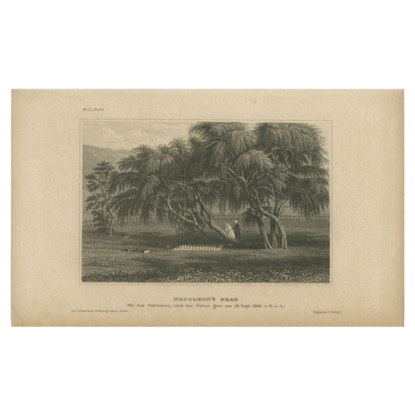 Antique Print of the Temporary Grave of Napoleon by Meyer, 1840 For Sale