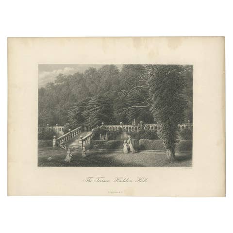 Antique Print of the Terrace of Haddon Hall by Appleton '1875'