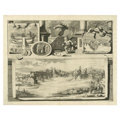 Antique Print of the Tiber River in Rome, Italy, 1704