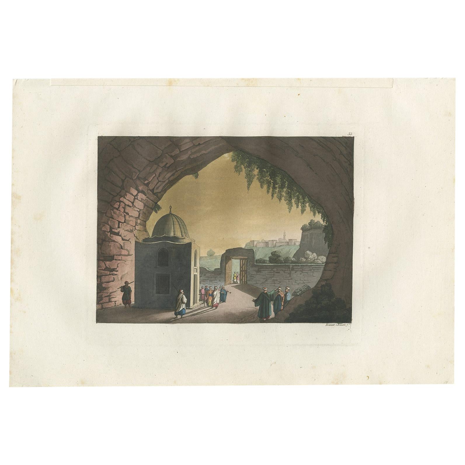 Antique Print of the Tomb of Jeremiah by Ferrario '1831'