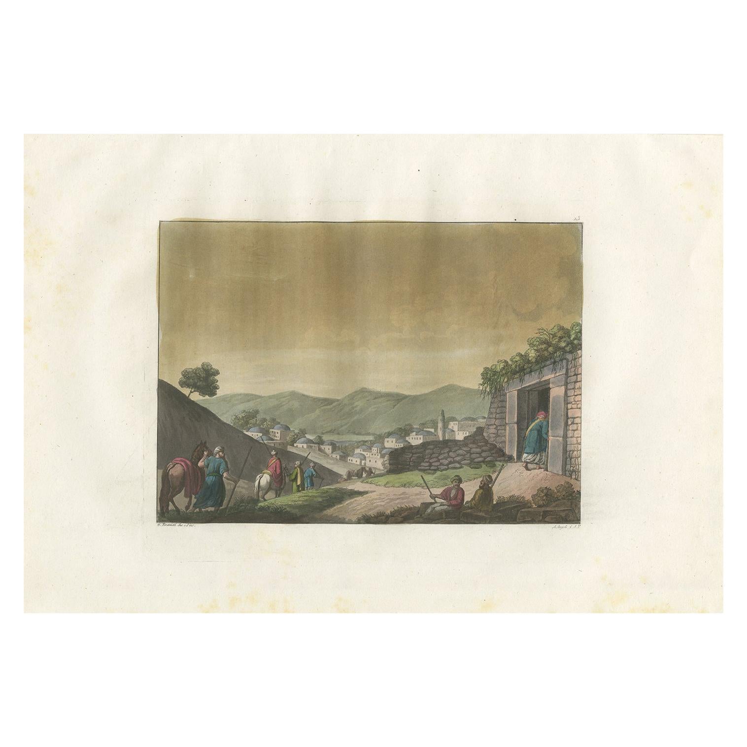 Antique Print of the Tomb of Lazarus by Ferrario '1831'